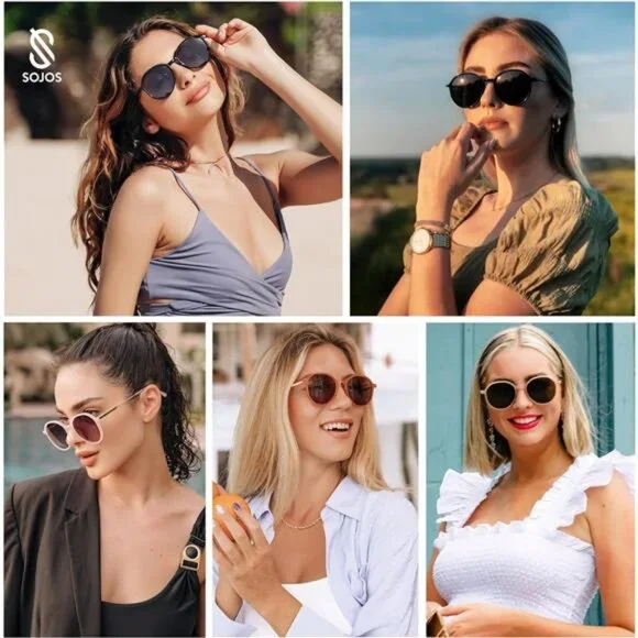 Women's Hexagon Round Sunglasses Trendy Inspired Designer Style Big Shades